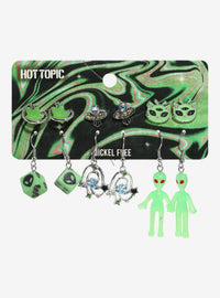 Set de aros de naves espaciales y aliens verdes