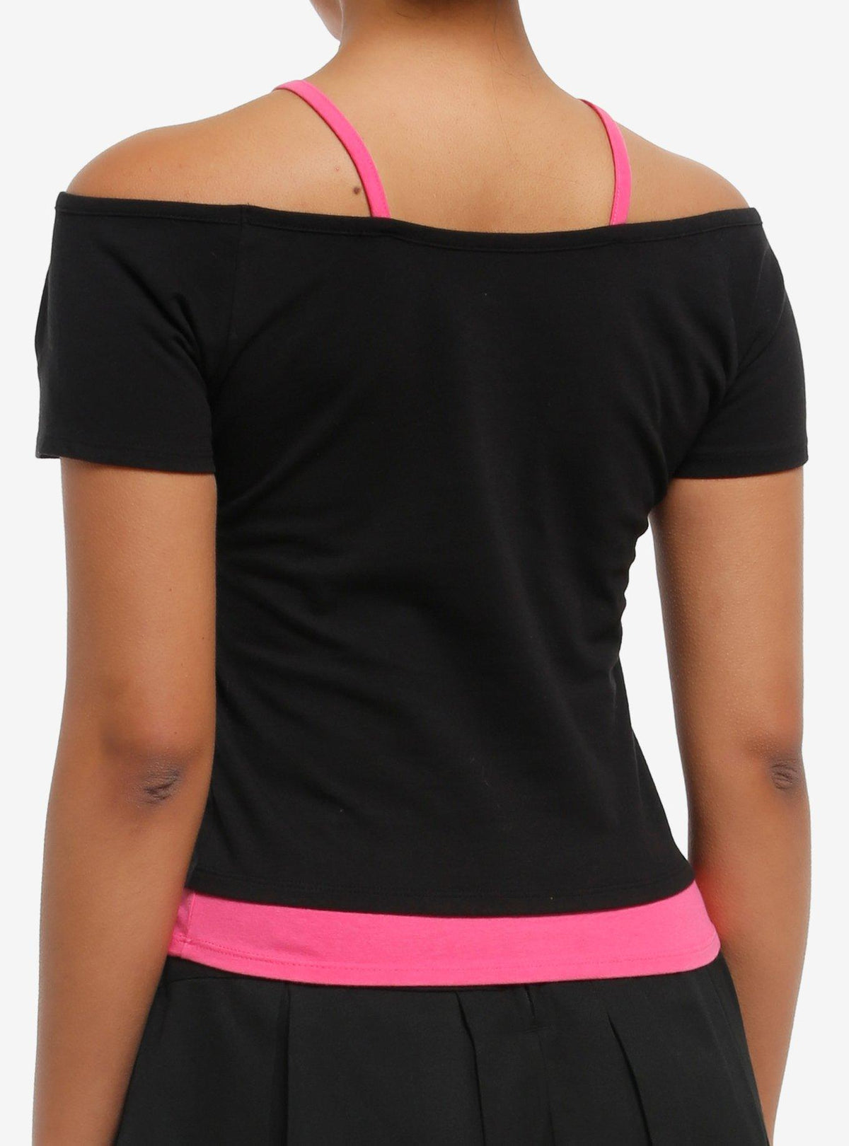 Polera Hello Kitty rosa con hombros descubiertos para niñas
