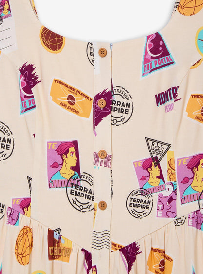 Vestido estampado Treasure Planet con botones