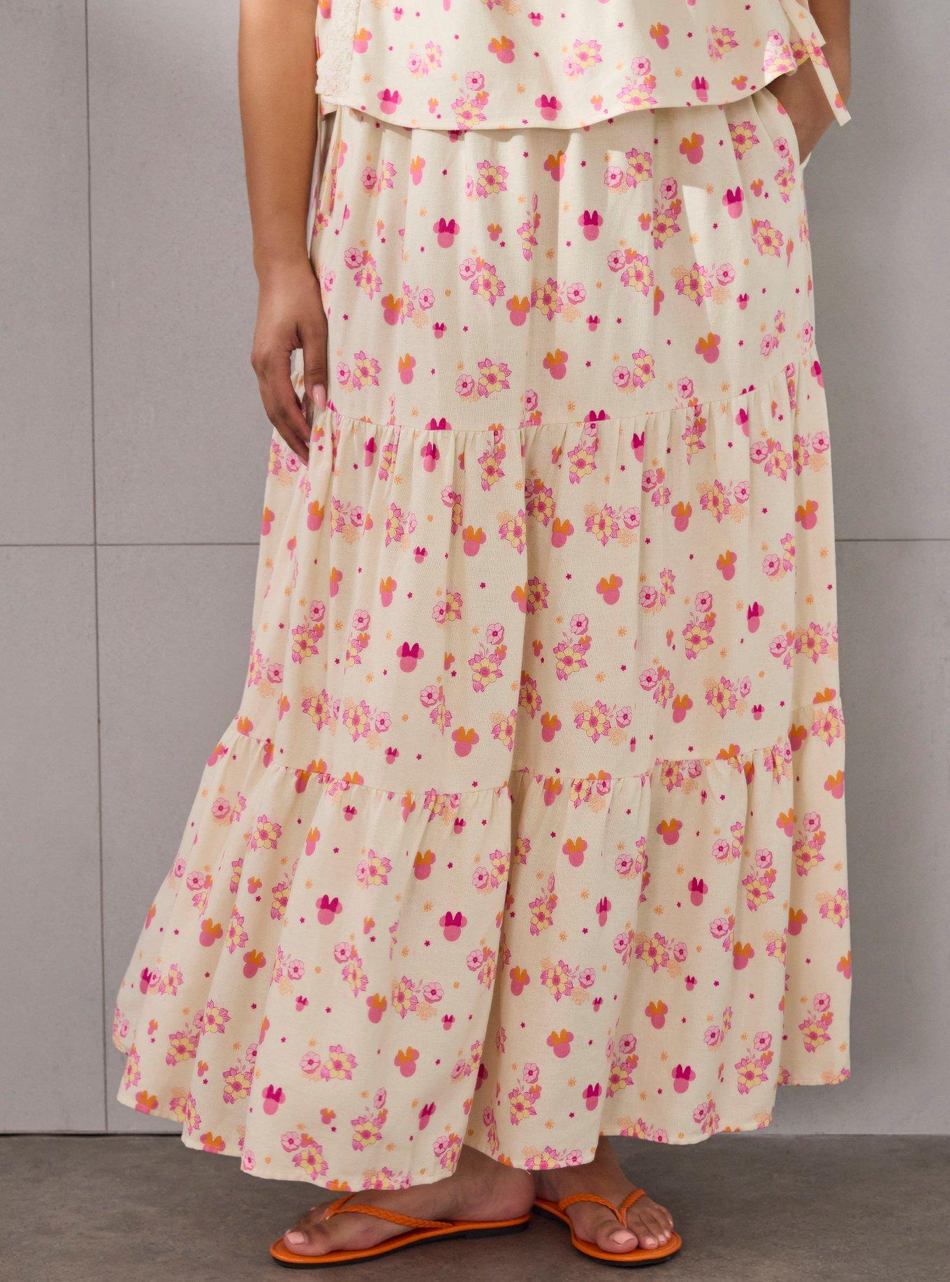 Falda escalonada floral de Minnie Mouse talla grande