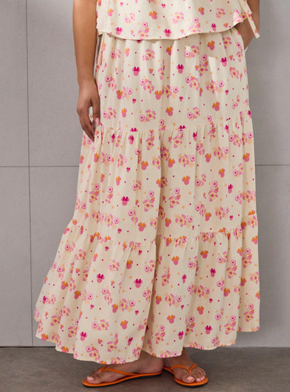 Falda escalonada floral de Minnie Mouse talla grande