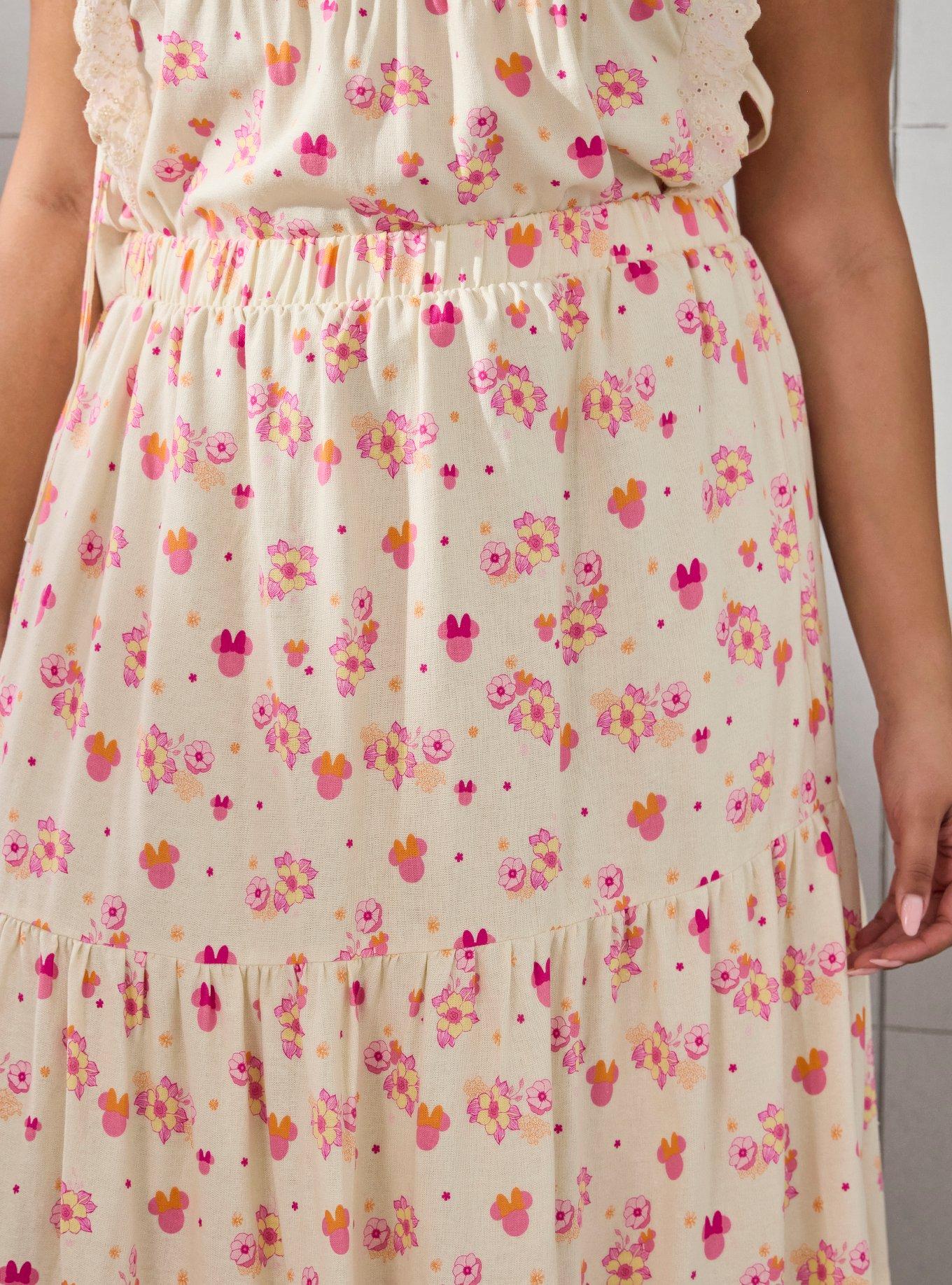 Falda escalonada floral de Minnie Mouse talla grande