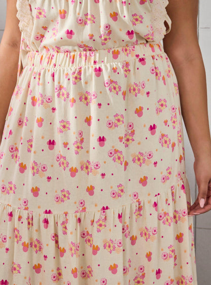 Falda escalonada floral de Minnie Mouse talla grande