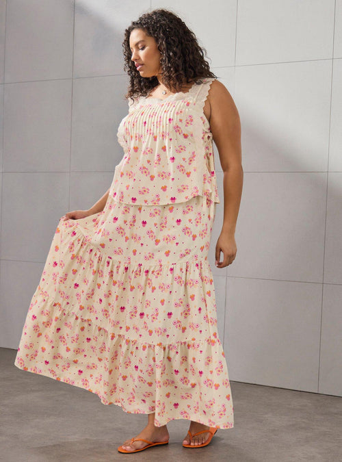 Falda escalonada floral de Minnie Mouse talla grande