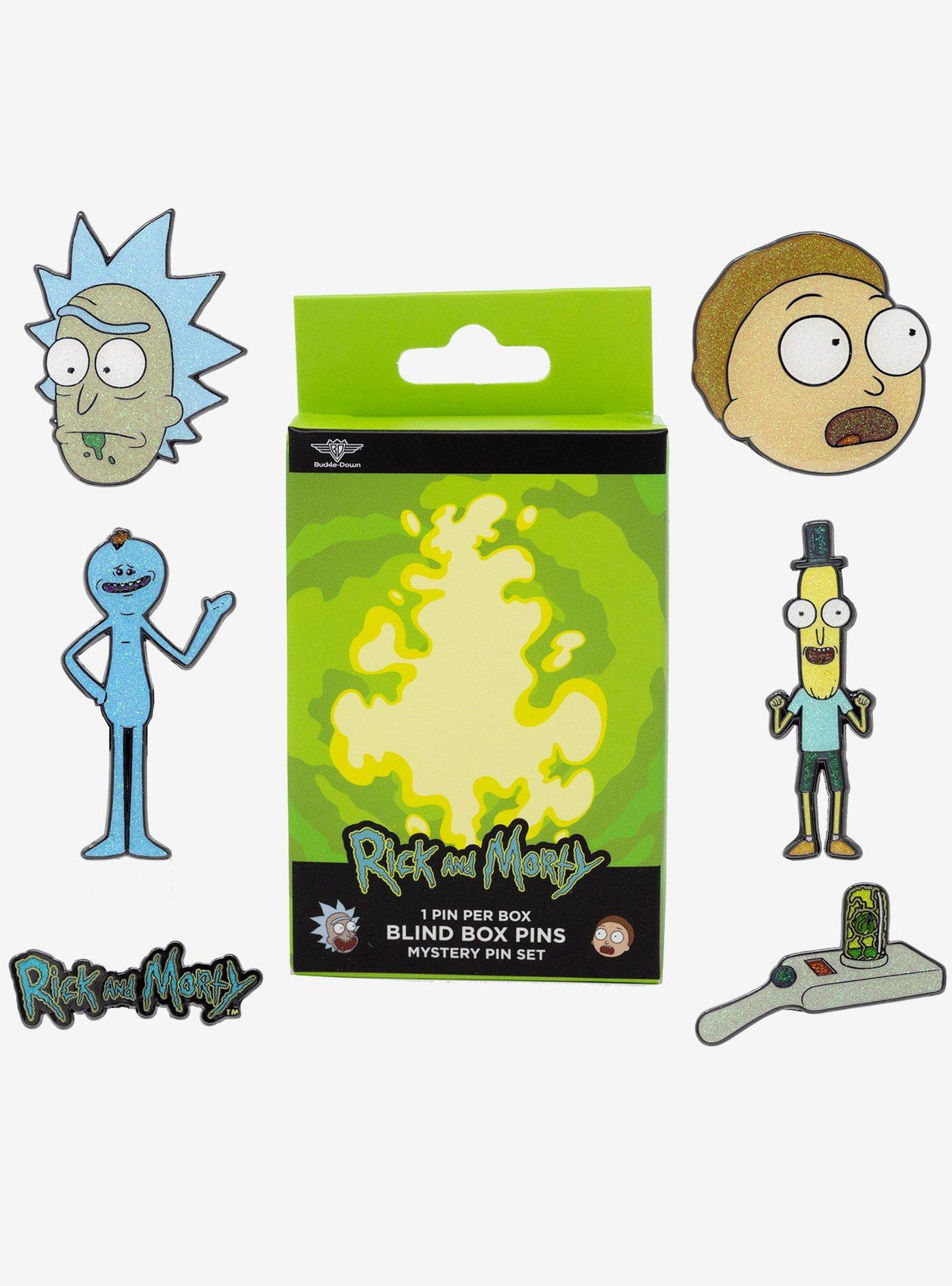 Caja sorpresa de pin esmaltado Rick and Morty