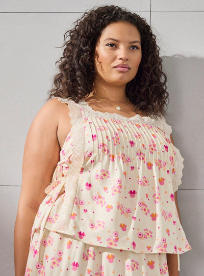 Polera sin mangas de lino con flores de Minnie Mouse