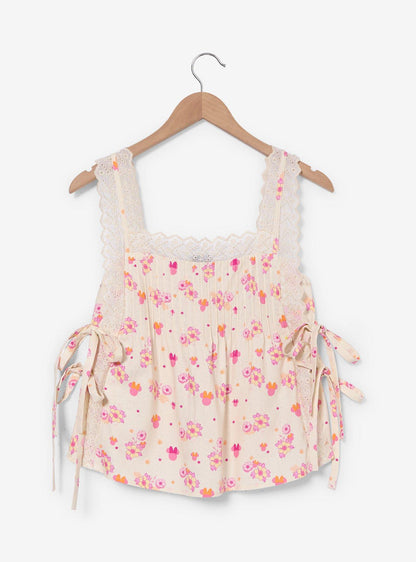 Polera sin mangas de lino con flores de Minnie Mouse