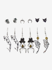 Set de 6 pares de aros de flores y arañas