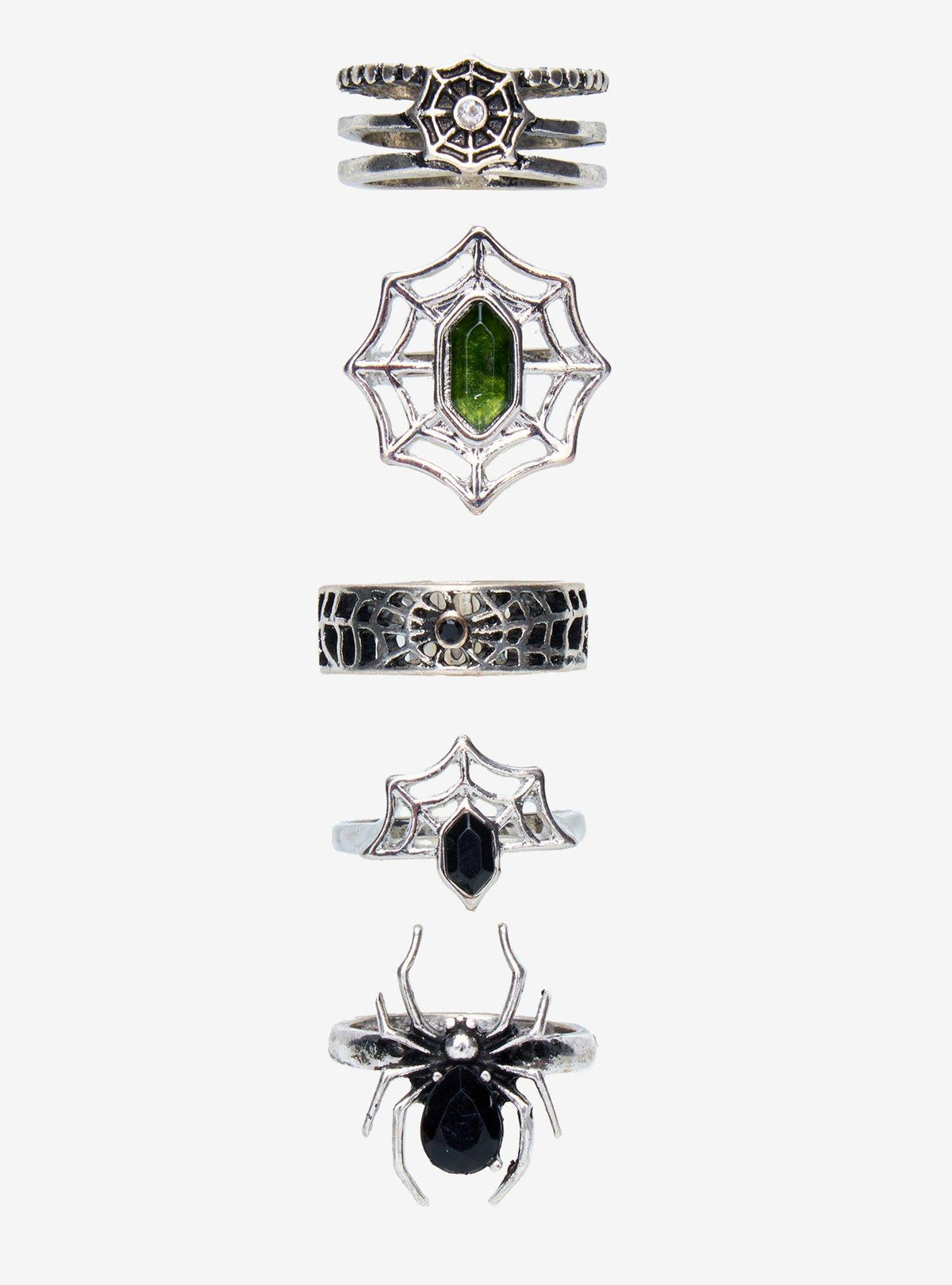 Set de 5 anillos de araña y telaraña