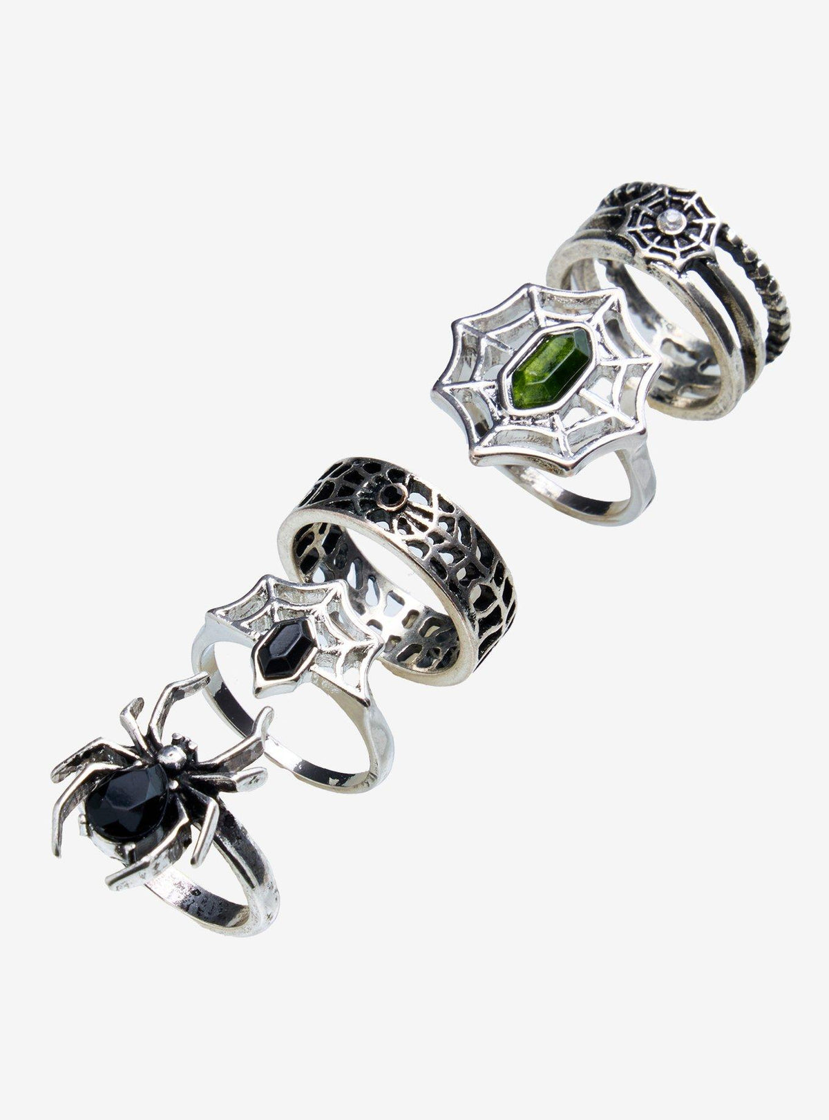 Set de 5 anillos de araña y telaraña