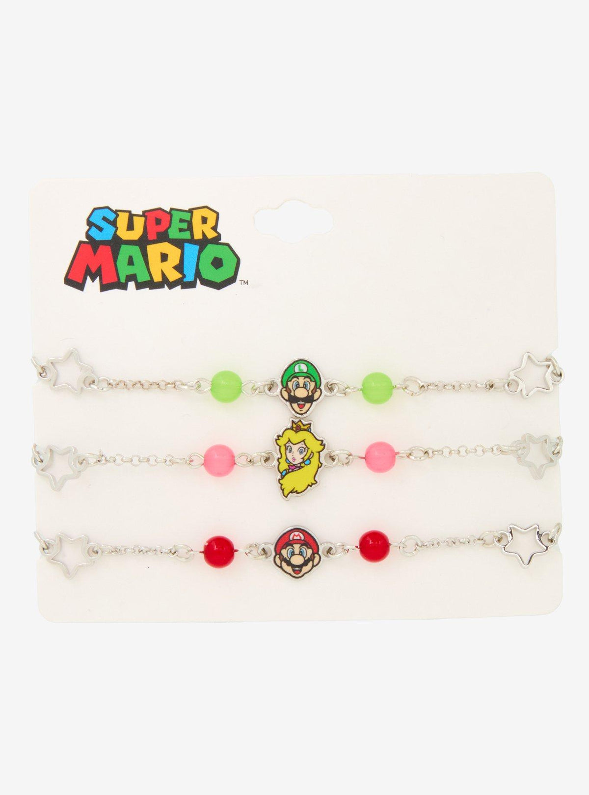 Set de 3 pulseras con dijes de Super Mario Bros.