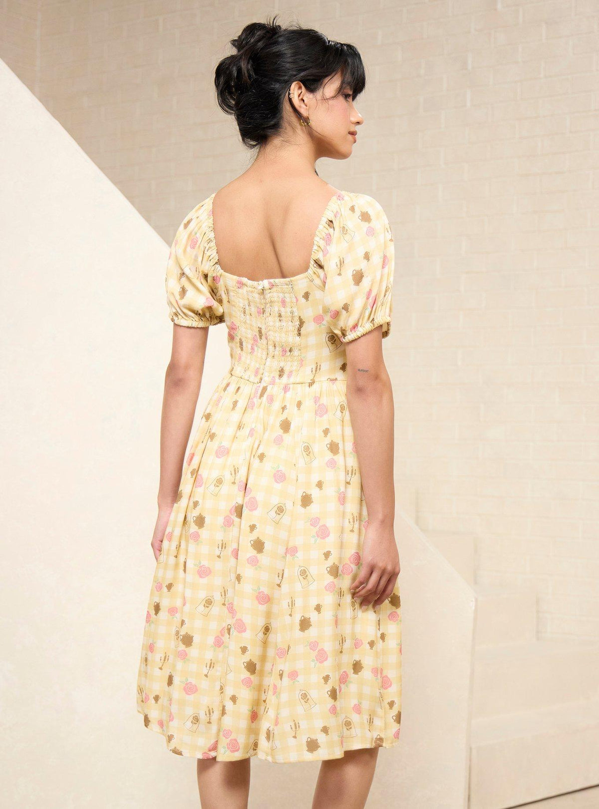 Vestido Disney Beauty and the Beast con estampado vichy