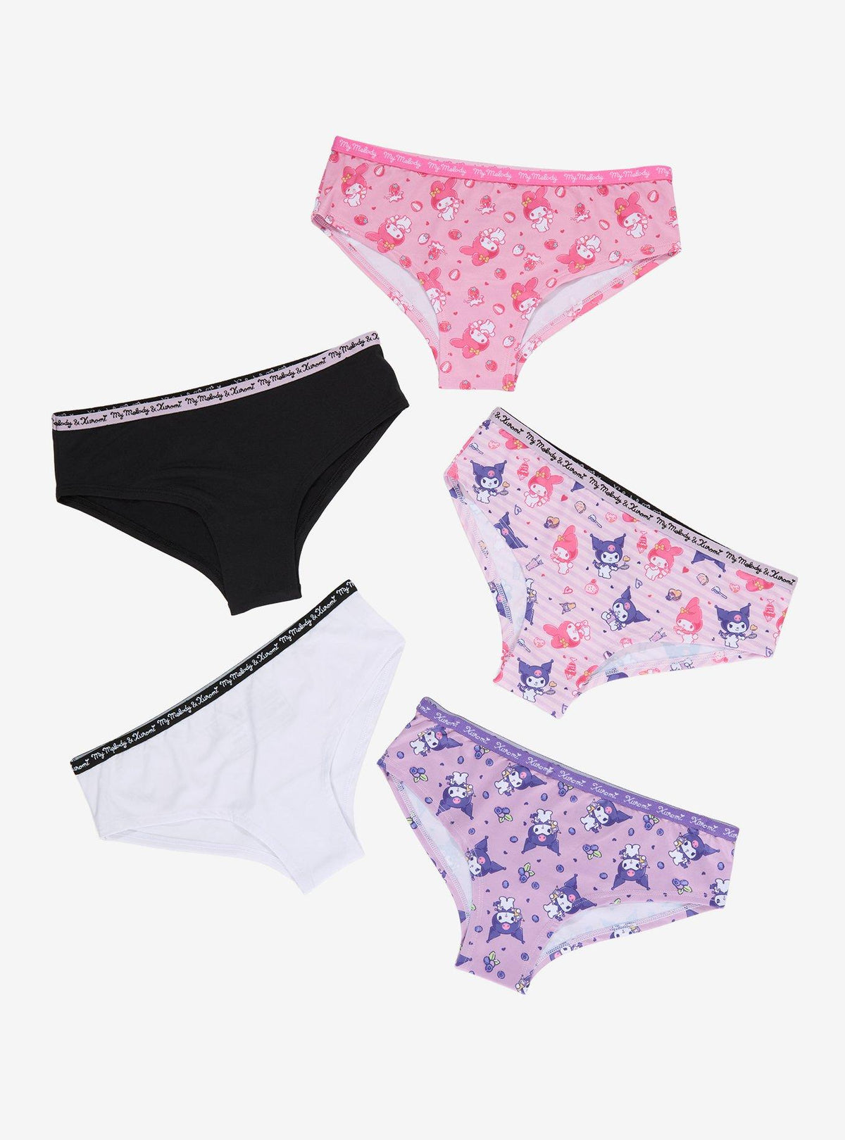 Set de 5 calzones bikini My Melody y Kuromi