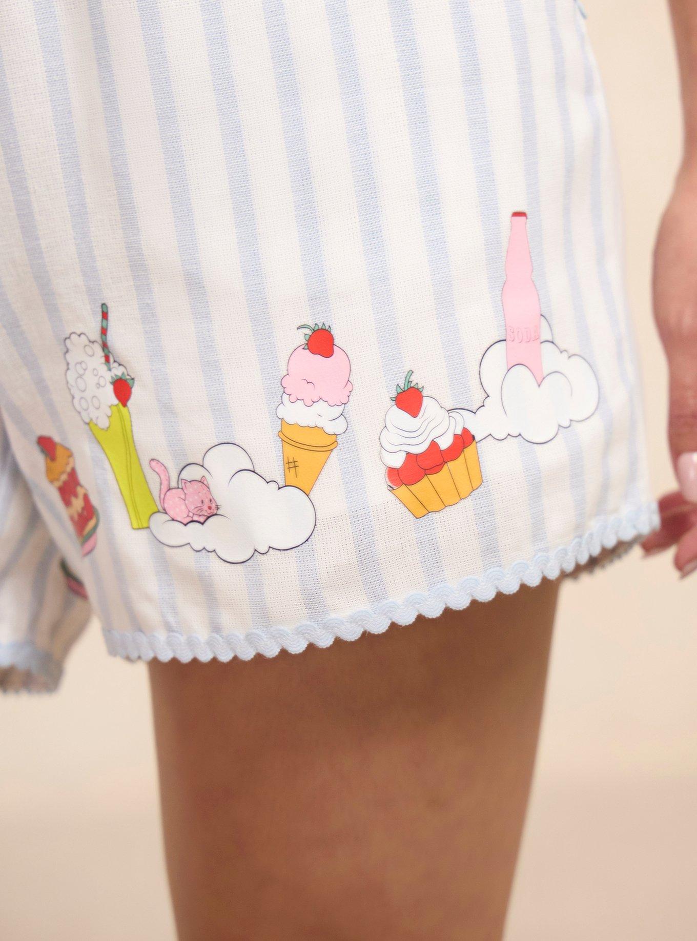 Short de lino a rayas Strawberry Shortcake para mujer