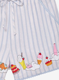 Shorts de lino a rayas Strawberry Shortcake para mujer