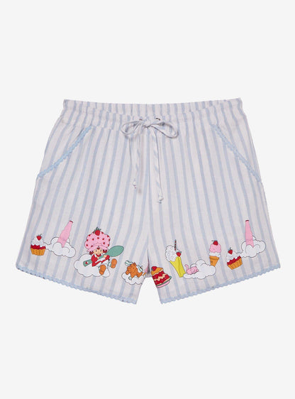 Shorts de lino a rayas Strawberry Shortcake para mujer