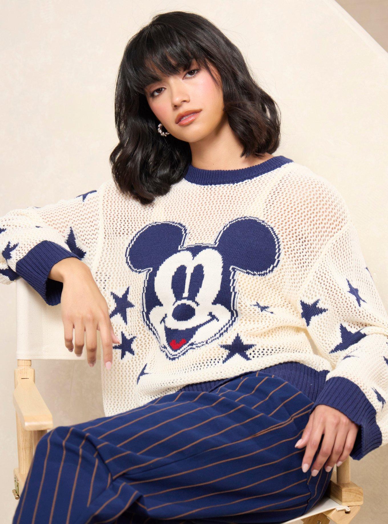 Polerón tejido calado azul de Mickey Mouse Americana