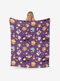 Manta dorada de tacto sedoso Hello Kitty Halloween