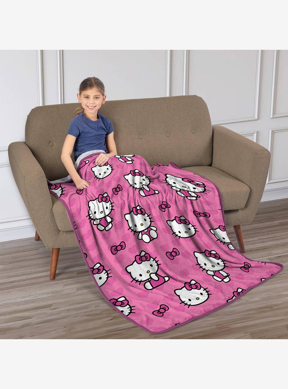 Manta Sherpa de tacto sedoso Hello Kitty I Love Pink