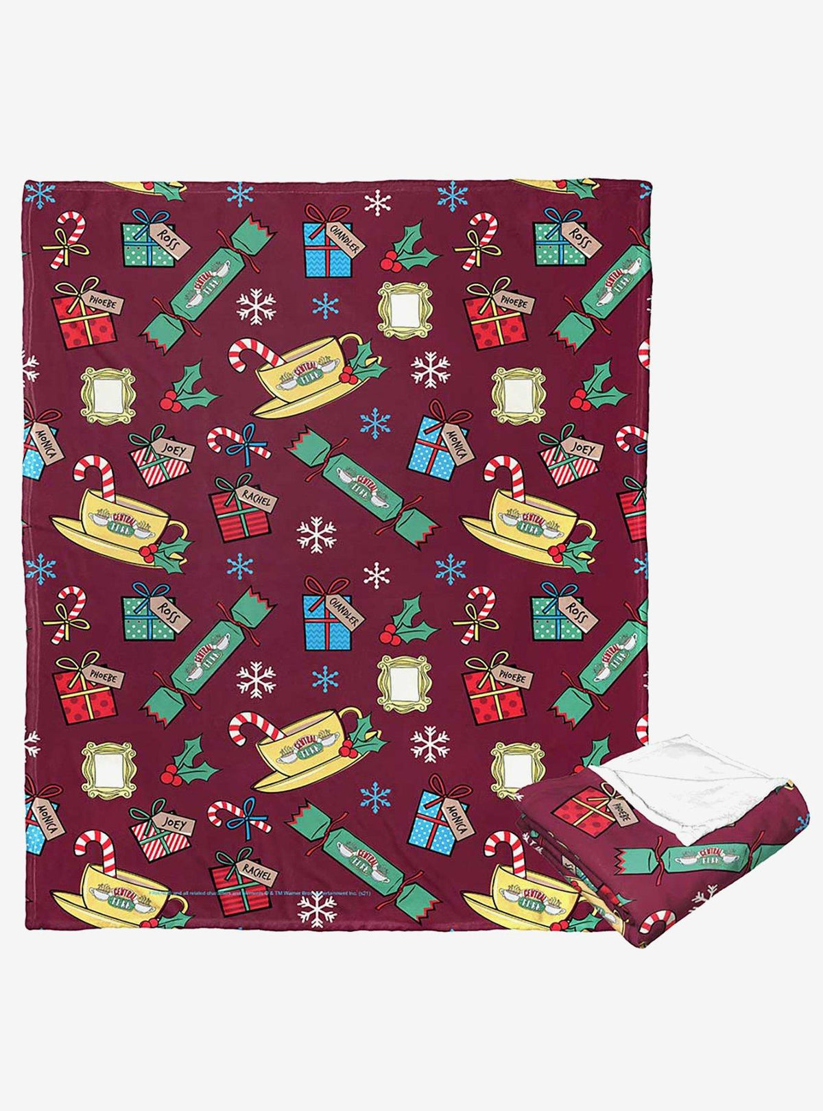 Manta Friends de tacto sedoso, diseño navideño