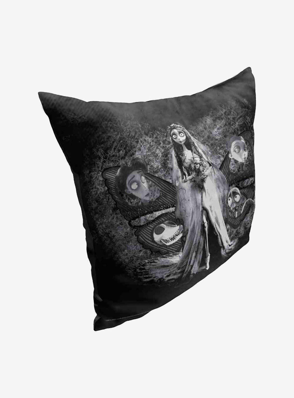 Cojín blanco y negro de El cadáver de la novia