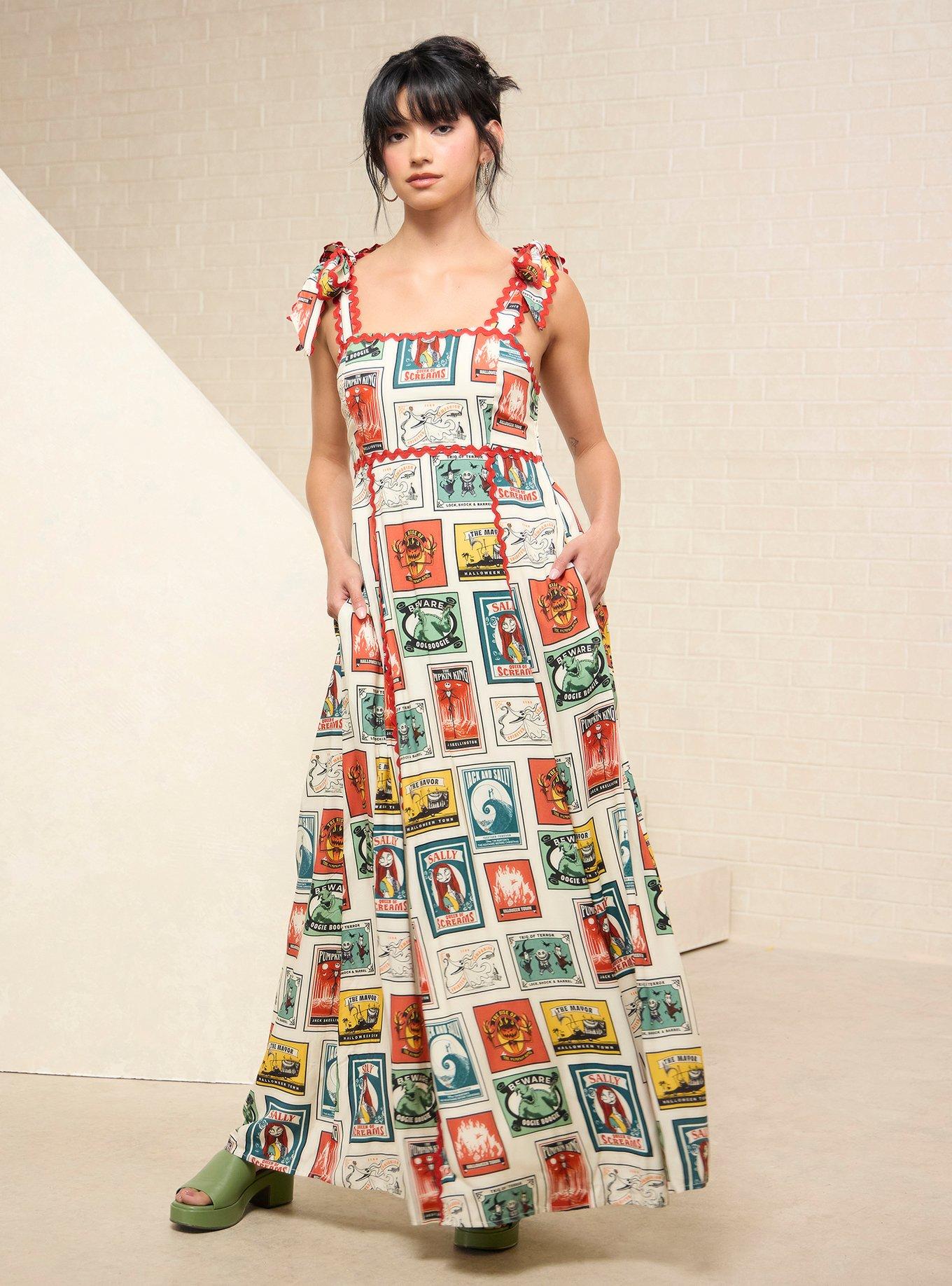 Vestido maxi de postales de Nightmare Before Christmas
