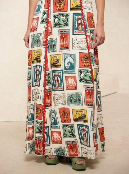 Vestido maxi de postales de Nightmare Before Christmas