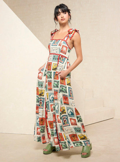 Vestido maxi de postales de Nightmare Before Christmas