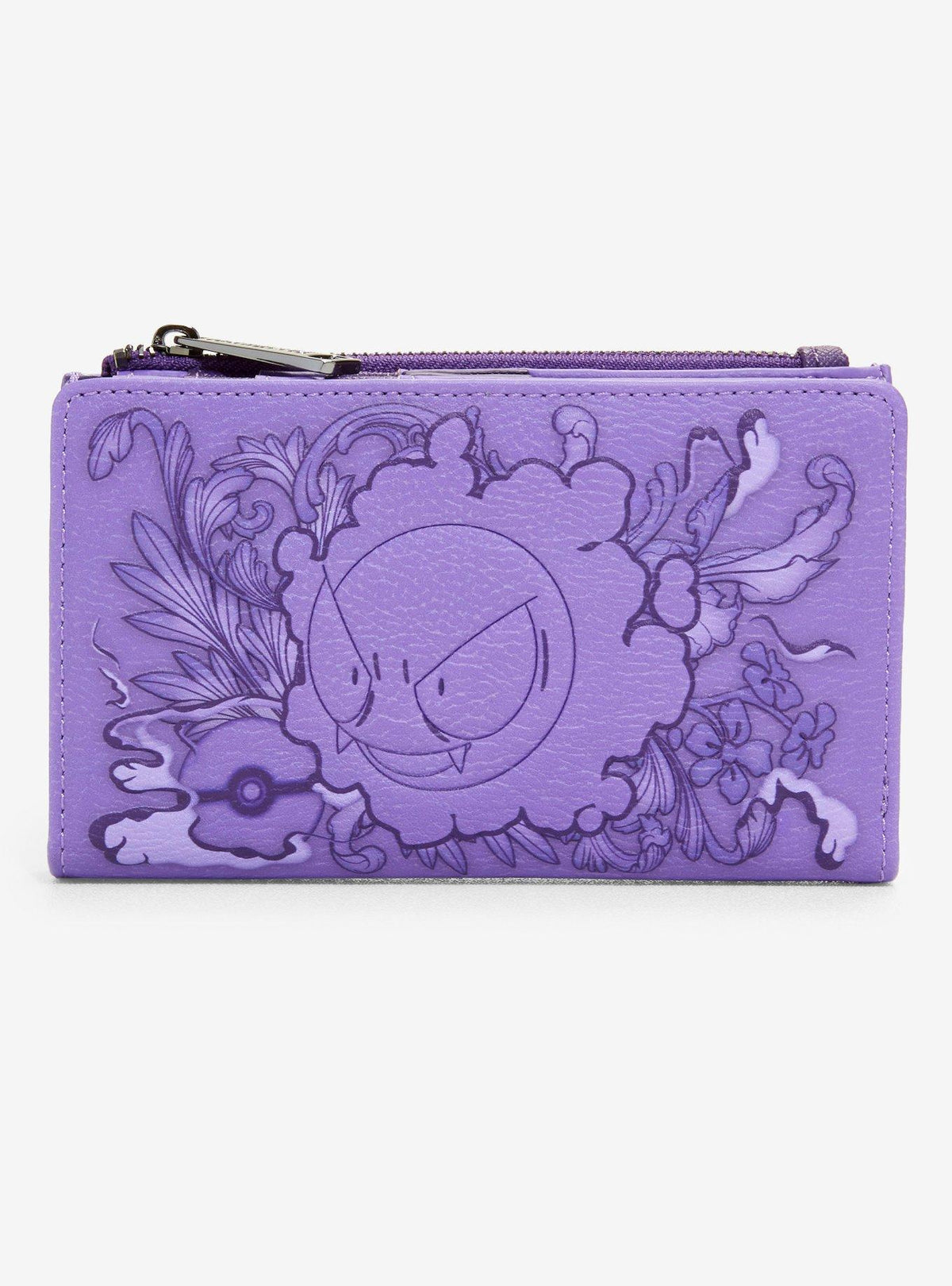 Billetera Pokémon de Gastly con flores moradas