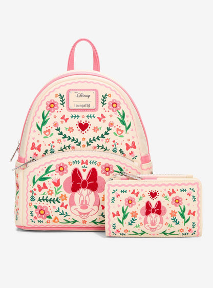 Billetera bordada floral de Minnie Mouse