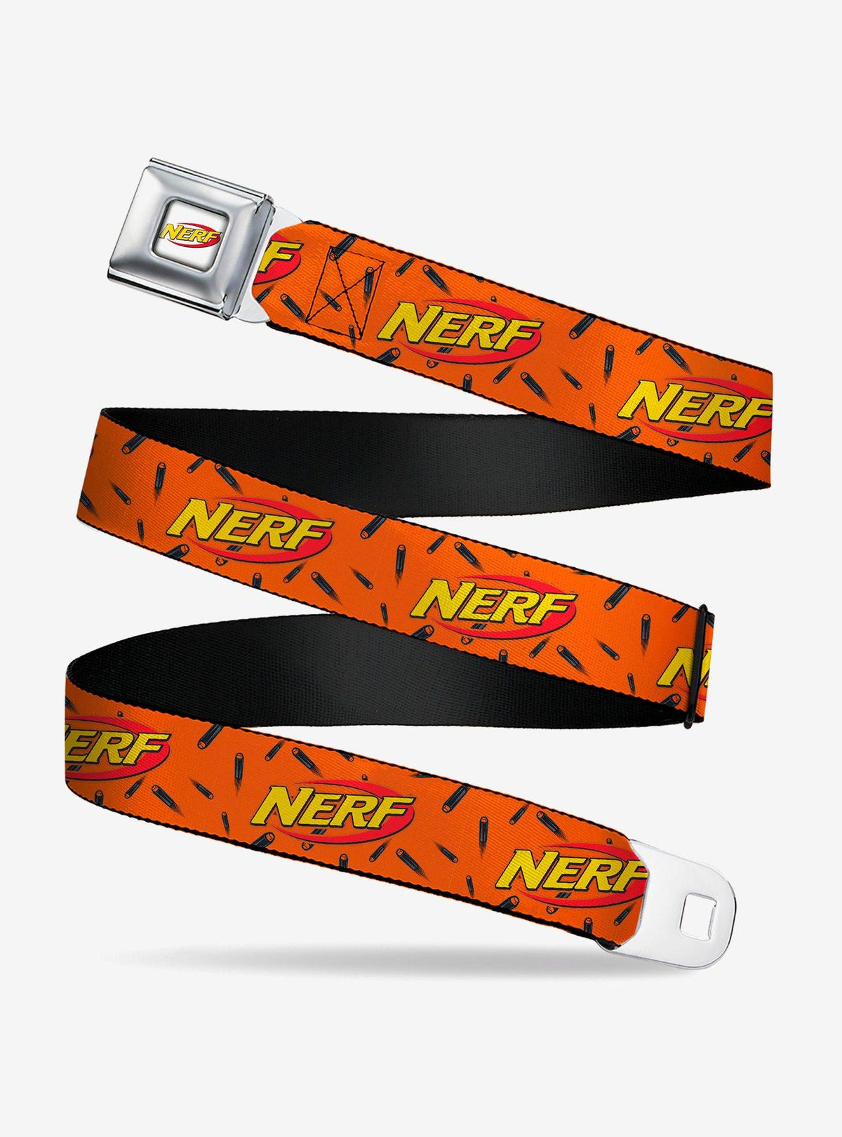 Cinturón Nerf negro con hebilla tipo cinturón de seguridad
