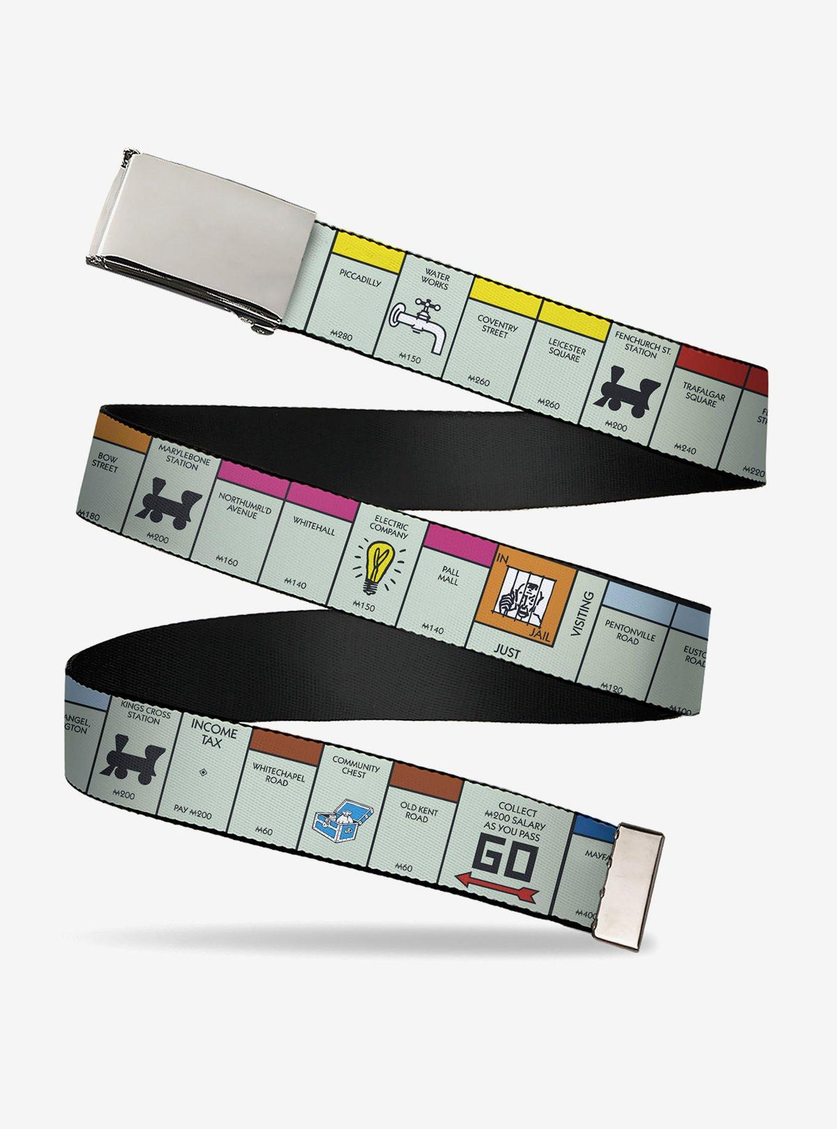 Cinturón Monopoly con diseño de tablero británico