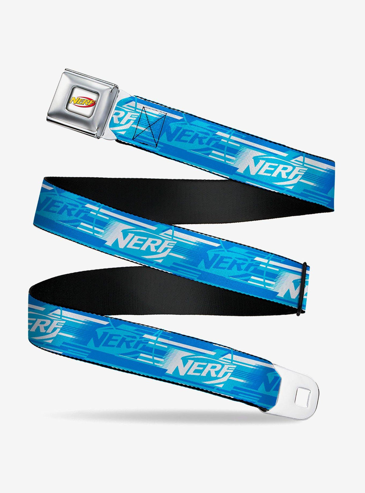 Cinturón Nerf azul con hebilla estilo cinturón de seguridad