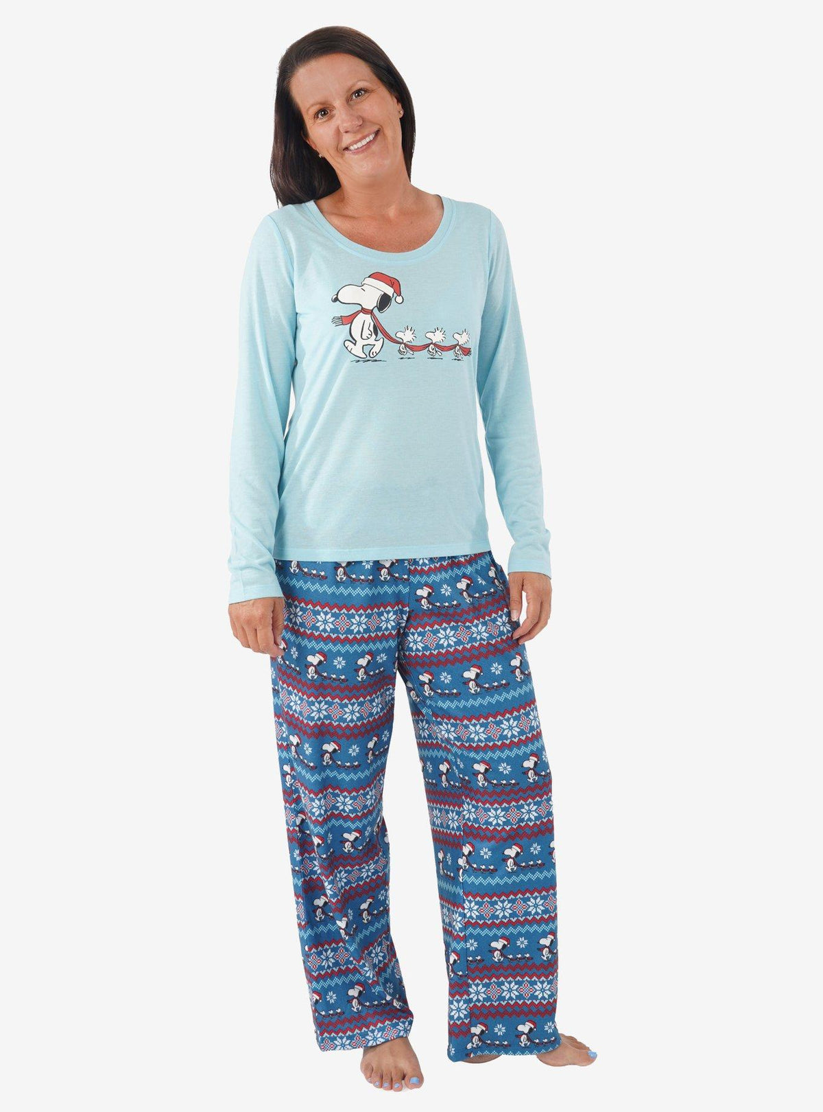 Pijama Peanuts de mujer con Snoopy y estampado navideño