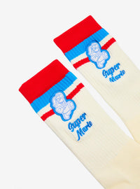 Calcetines a rayas con parche de Super Mario Bros.