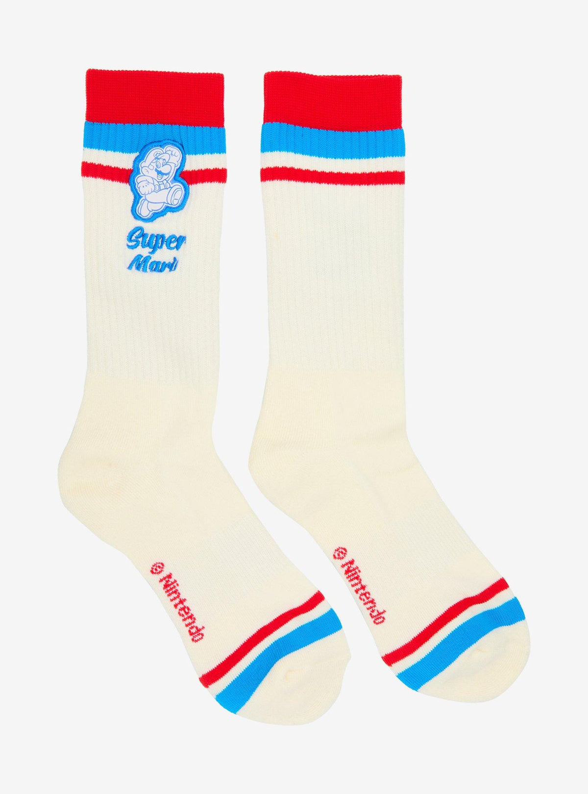 Calcetines a rayas con parche de Super Mario Bros.