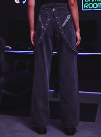 Jeans wide leg Kingdom Hearts con tiras desmontables