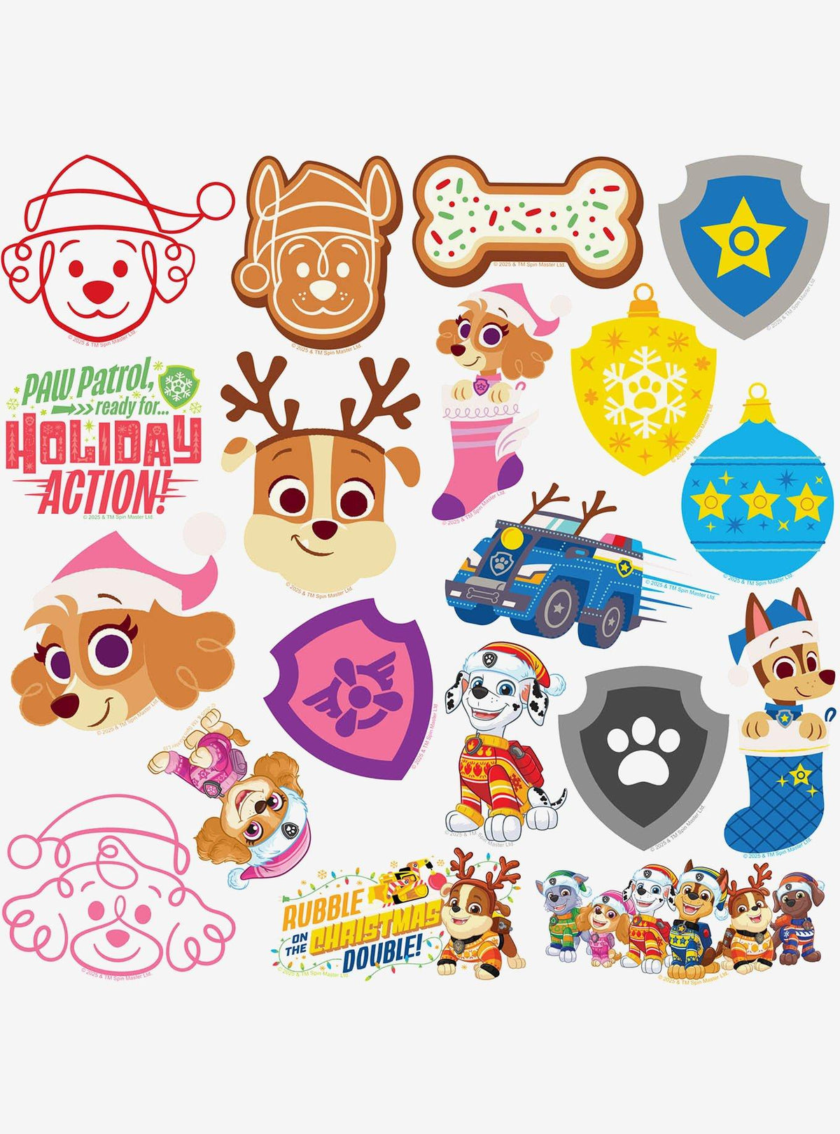 Pack de 100 stickers navideños de Paw Patrol