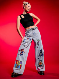 Jeans de pierna ancha Teen Titans con cinturón