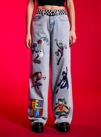 Jeans de pierna ancha Teen Titans con cinturón