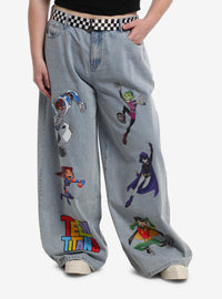 Jeans de pierna ancha plus size de Teen Titans con cinturón