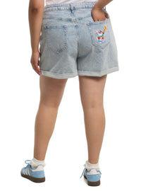 Shorts mom plus size bordados de Alicia en el País de las Maravillas
