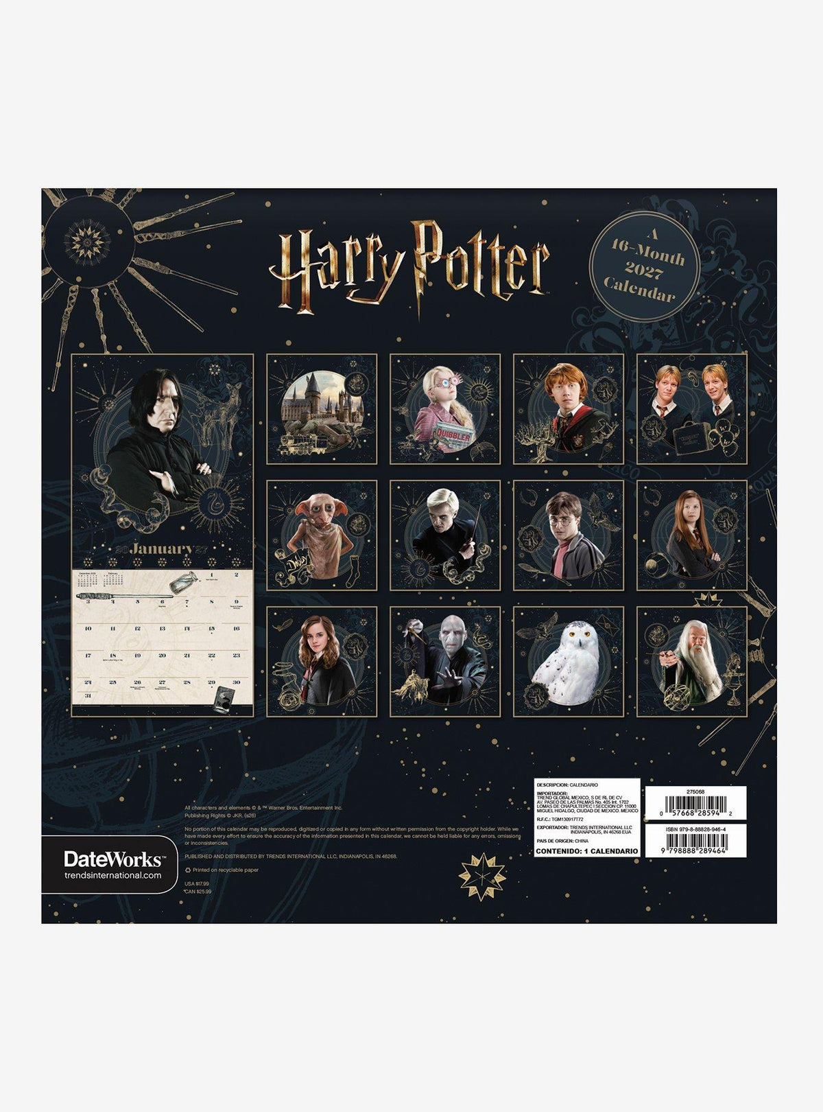 Calendario mural Harry Potter 2027 de 16 meses
