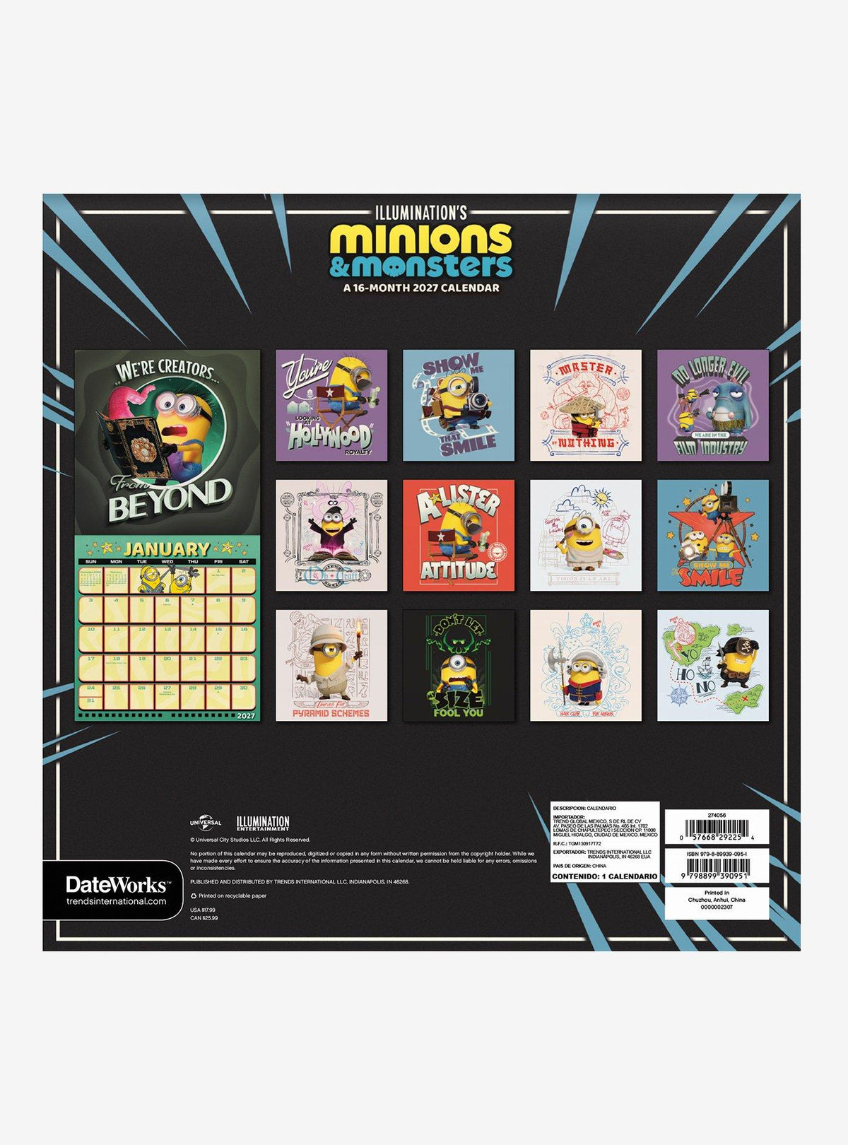 Calendario mural 2027 de Minions & Monsters