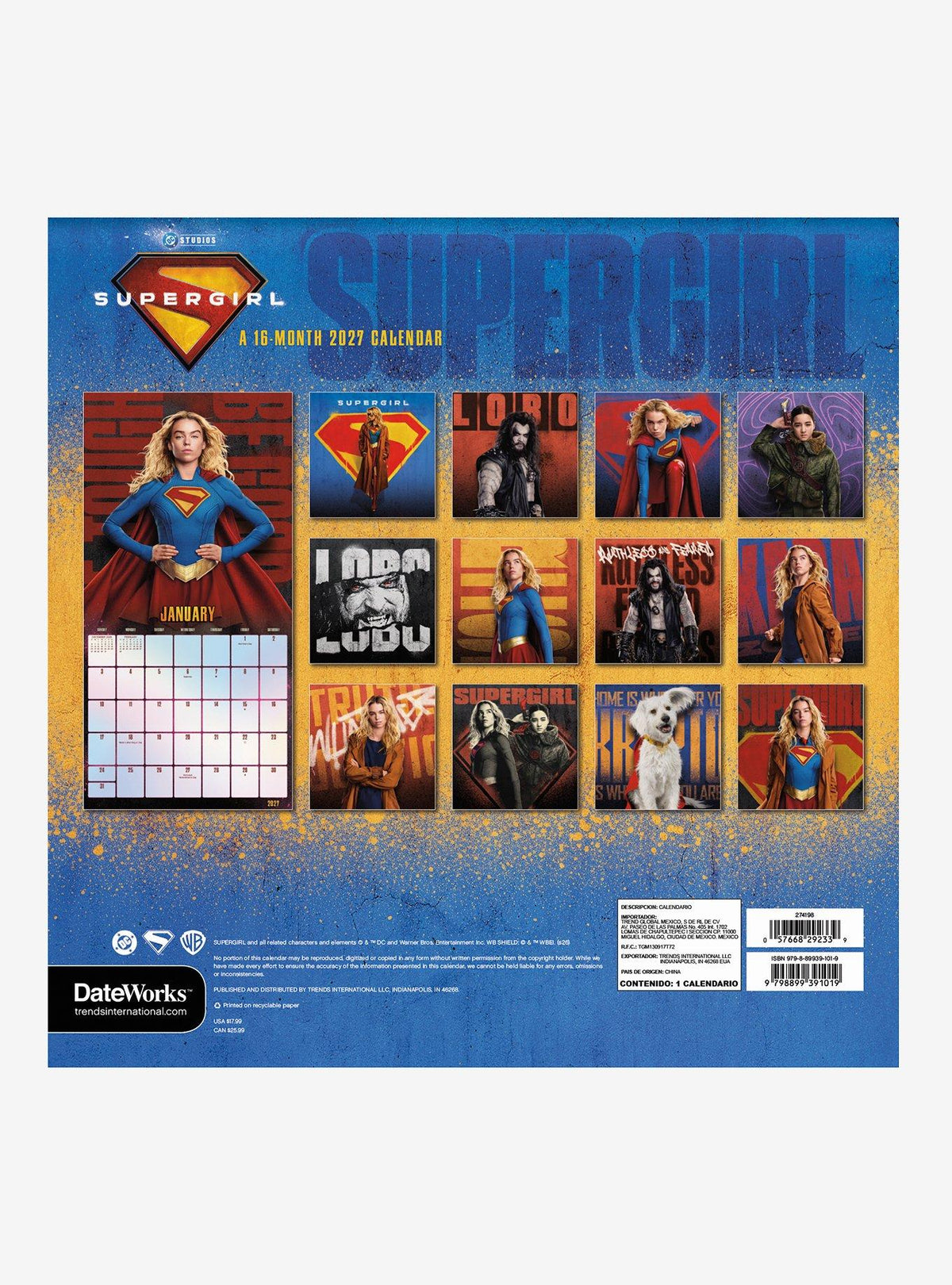 Calendario mural 2027 de Supergirl · Space Store