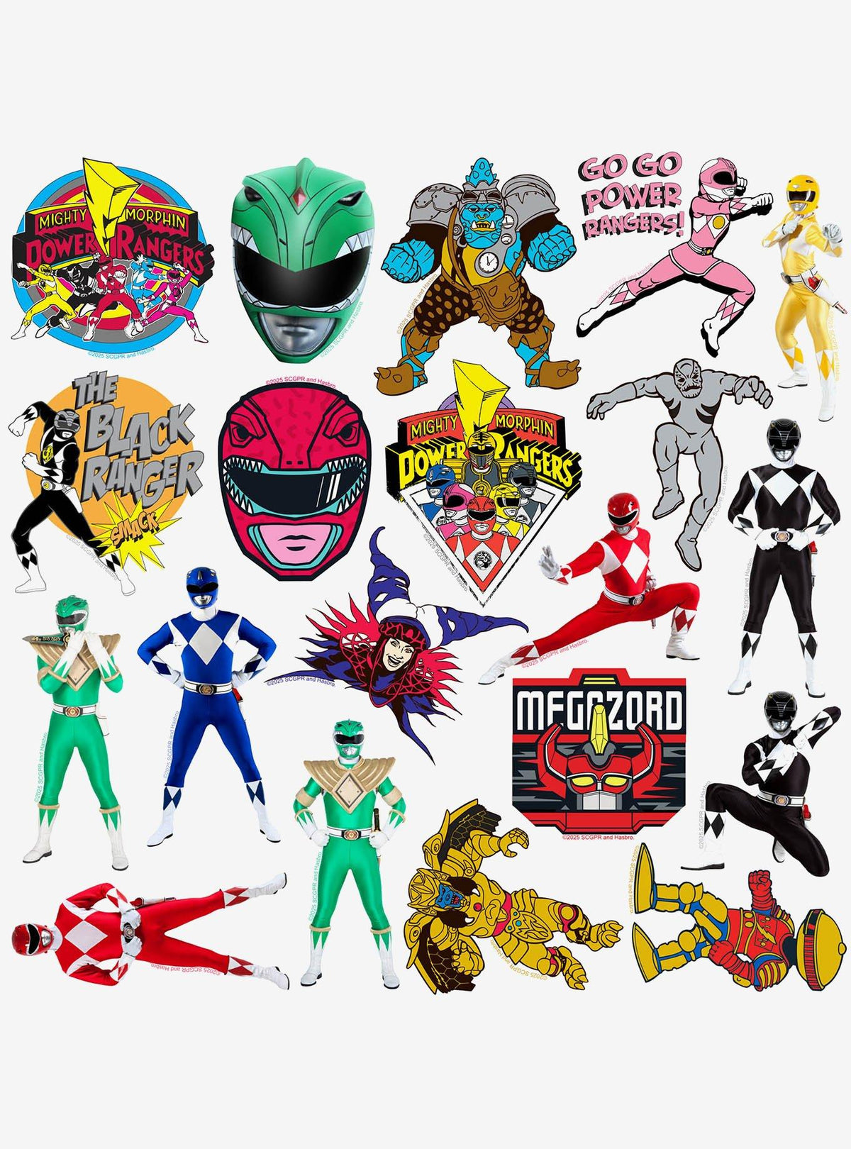 Pack de 100 stickers Mighty Morphin Power Rangers
