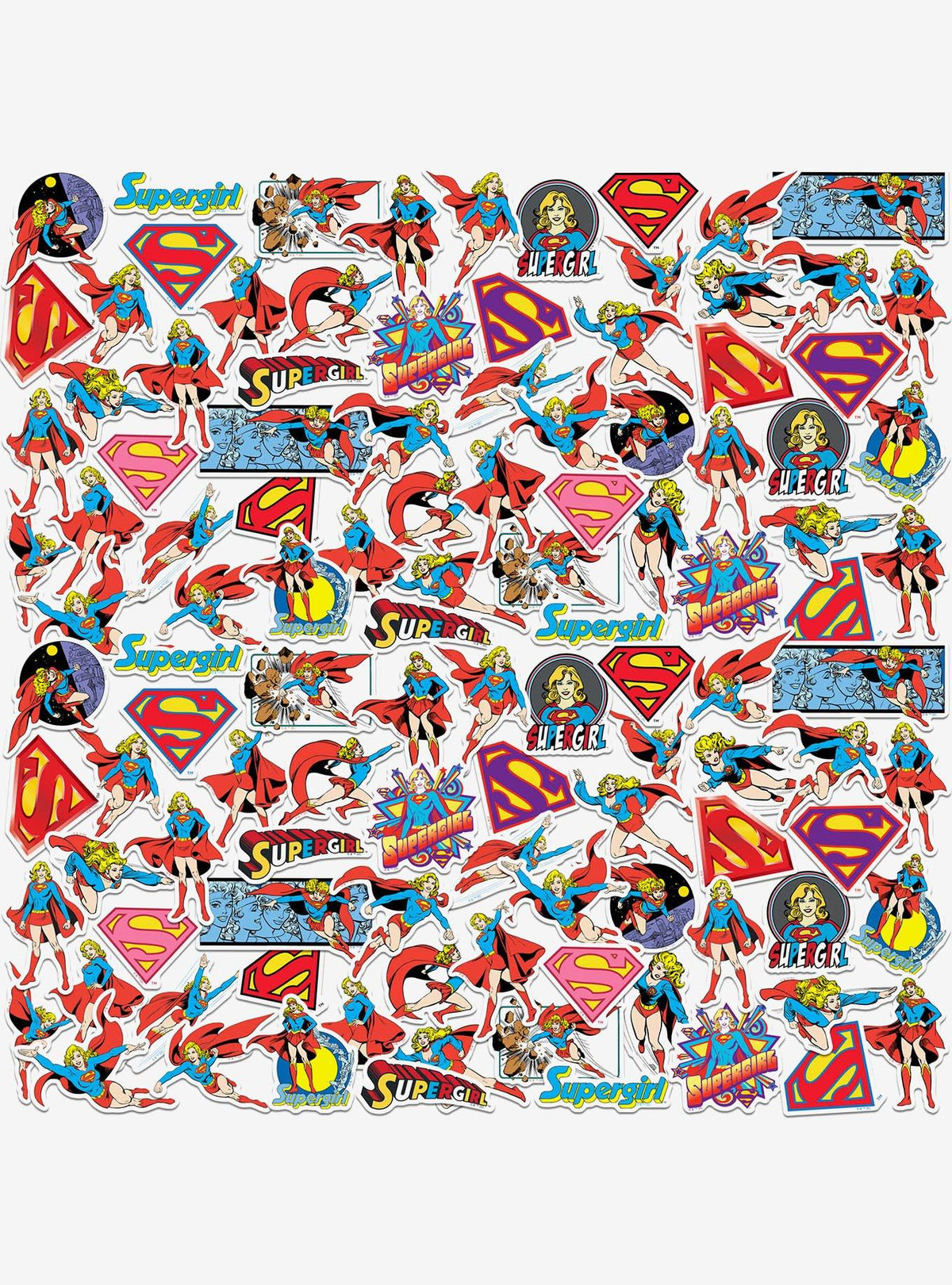 Pack de 100 stickers retro de Superman y Supergirl