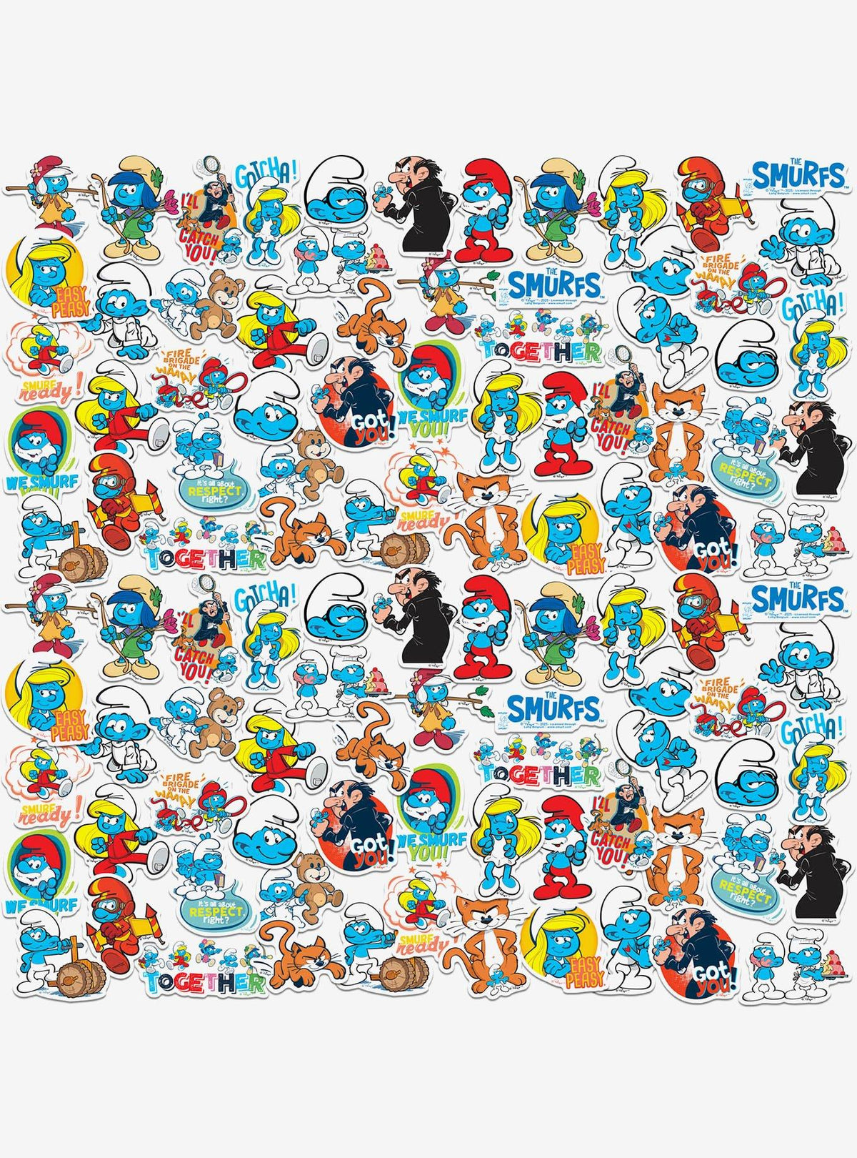 Pack de 100 stickers variados de Los Pitufos