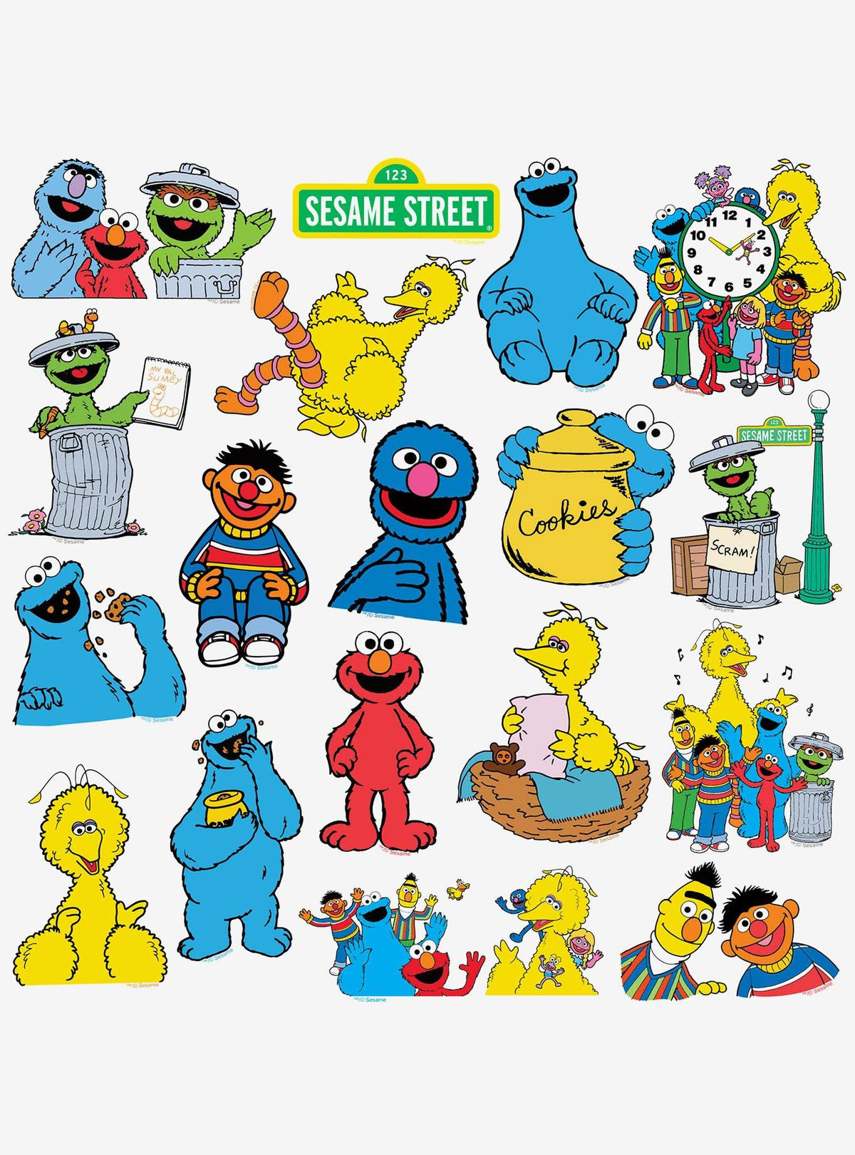 Pack de 100 stickers vintage de Sesame Street 1969