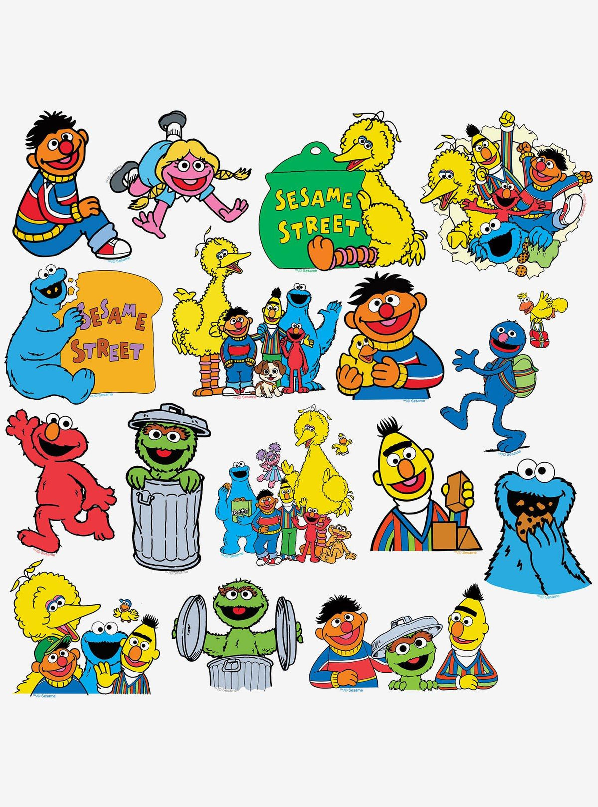 Pack de 100 stickers vintage de Sesame Street 1969